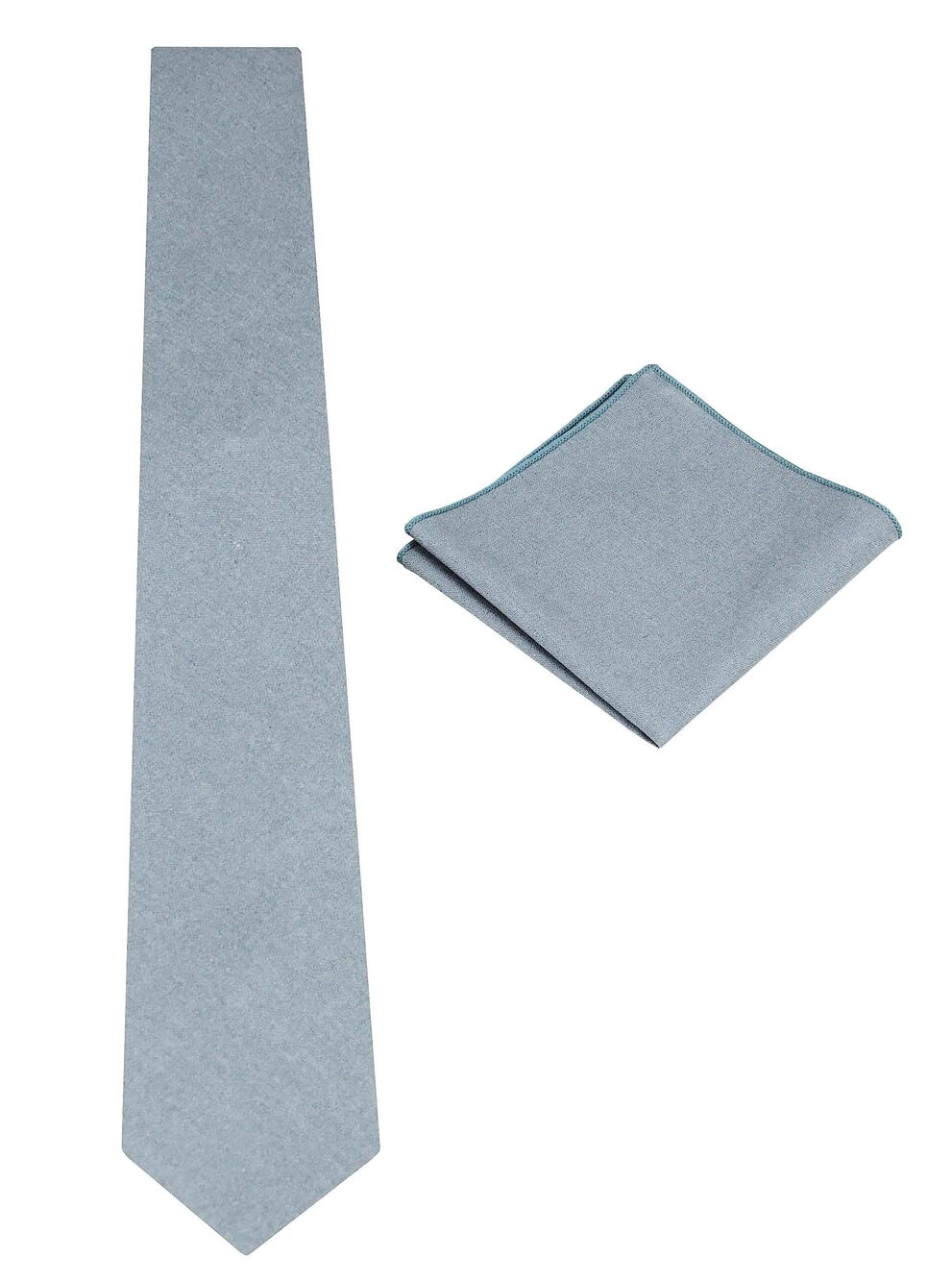 3385 Solid Linen Tie Set : Slim Necktie with Matching Pocket Square Dusty